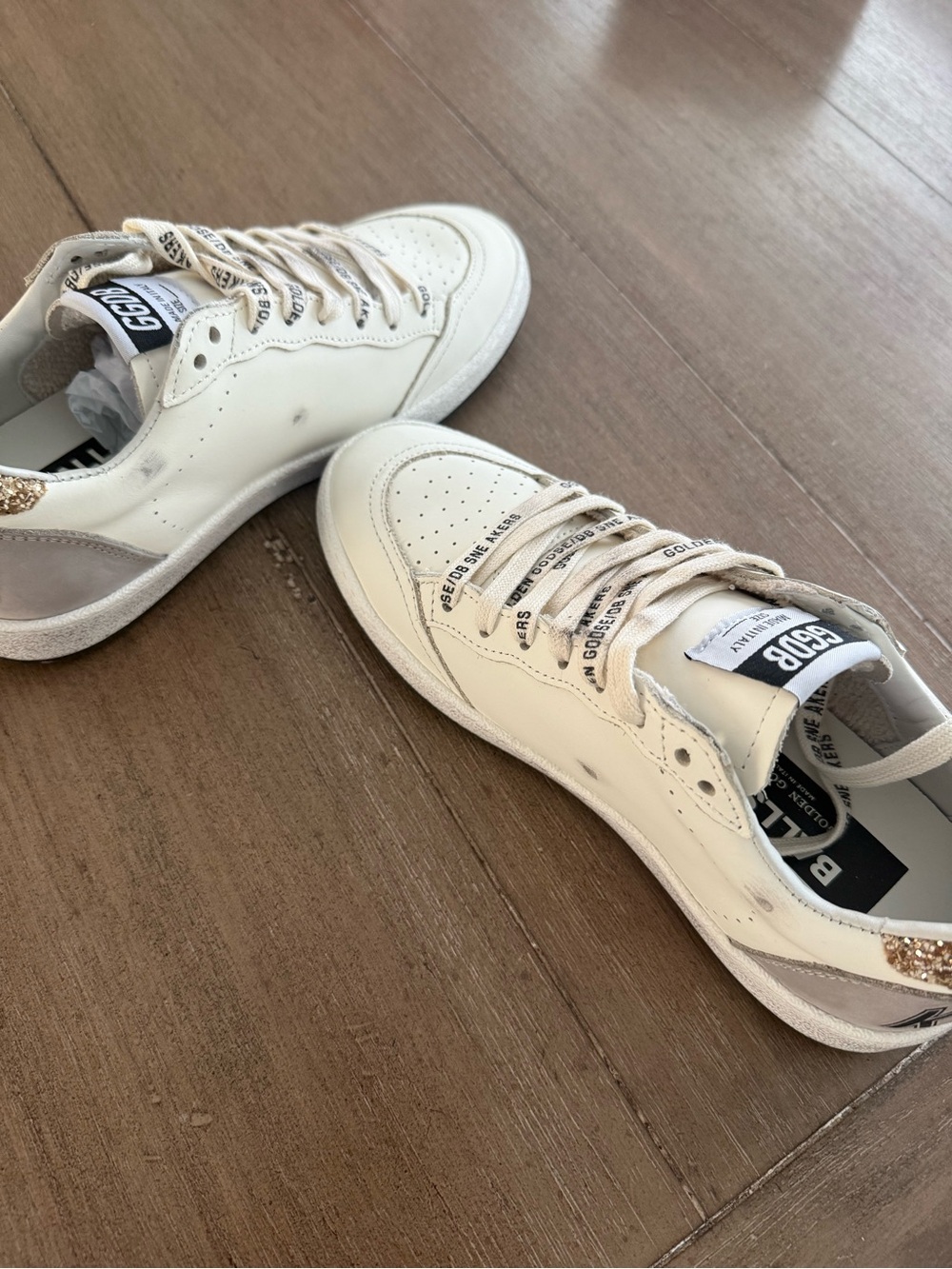 Golden Goose Ball Star Sneakers with Black Star & Gold Heel - Picture 2 of 10